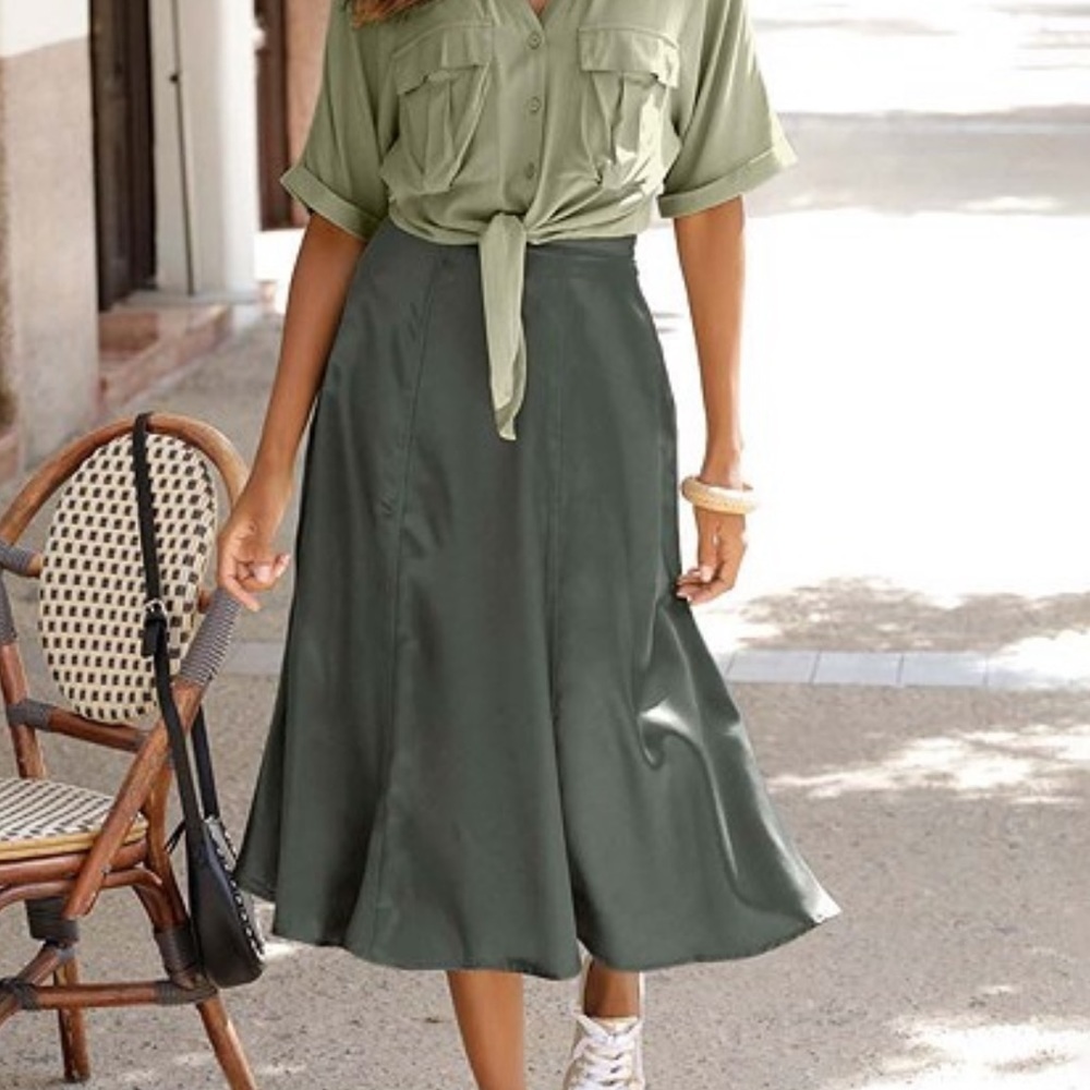 Satin Look Skirt - Picture 3 of 7